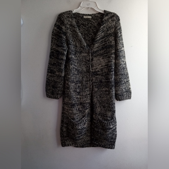 Roberto Collina  Black/White Merino Wool & Baby Camel Knit Midi Cardigan s Large - Picture 4 of 12